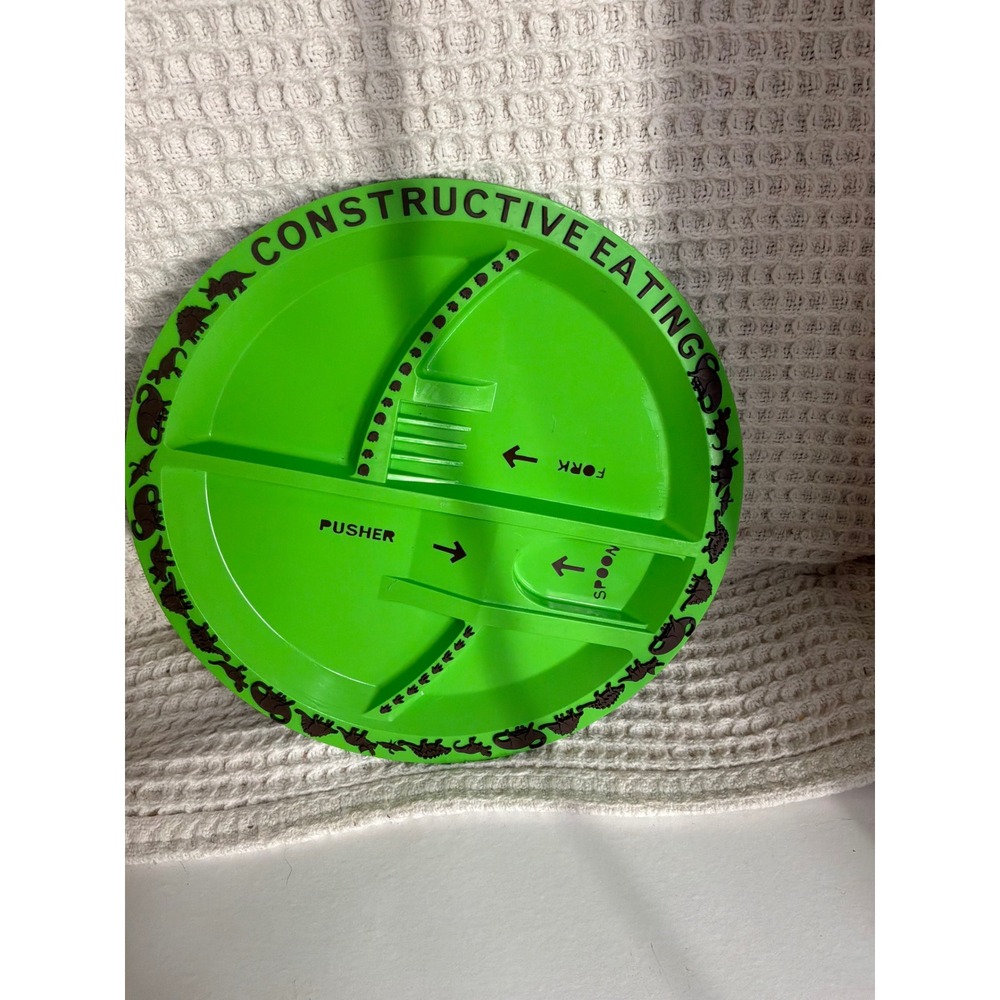 DinoCore Kids Constructive Eating Dinosaur Plate OS Green